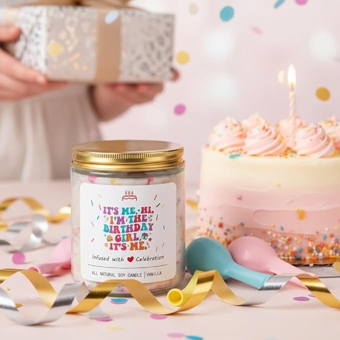 Birthday Gifts for Women Candle – Hi, I'm The Birthday Girl Fun Lavender Scented Candle - 7.6 Oz for Female Friends, Sister, Mom, Daughter Happy Birthday Candle