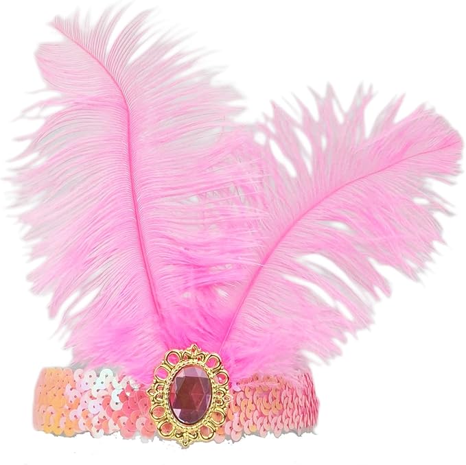 Feather Headpiece Sequins Headbands 1920s Flapper Showgirl Headpieces for Women Girls Carnival Party Accessories