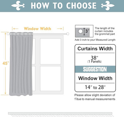 ChrisDowa Blackout Curtains 45 Inches Long for Living Room, Grommet Thermal Insulated Room Darkening Curtains for Bedroom (1 Panel Set, Black, 38W x 45L)