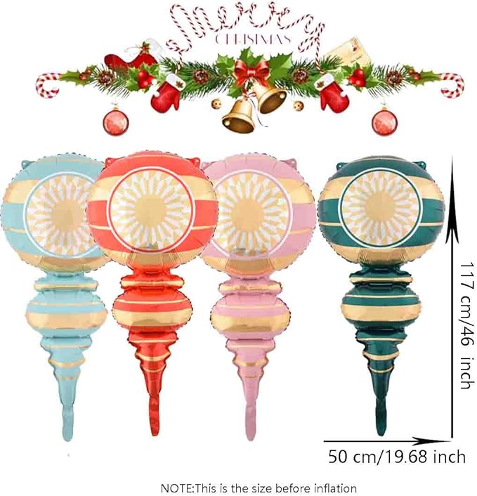 Christmas Ballooons Set Christmas Gourd Balloons Xmas Mylar Colorful Balloons Kit for Christmas-Themed Party Birthday Party Supplies Decorations 4 PCS