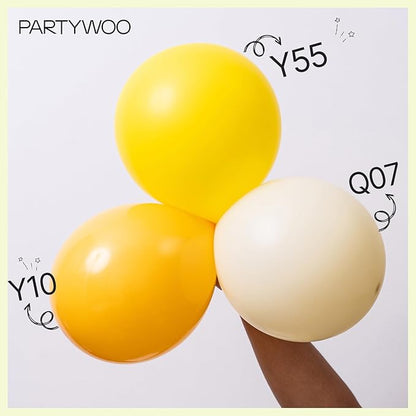 PartyWoo Pastel Yellow Balloons 155pcs Different Sizes of 18 12 10 5 Inch Light Pale Yellow Balloon Arch Kit Garland for Baby Shower Easter Little Cutie Bee Birthday Party Decorations Yellow-Q07