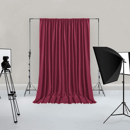 Hiasan Burgundy Backdrop Curtains for Parties, Polyester Photography Backdrop Drapes for Family Gatherings, Wedding Decorations, 5ftx7ft, Set of 2 Panels