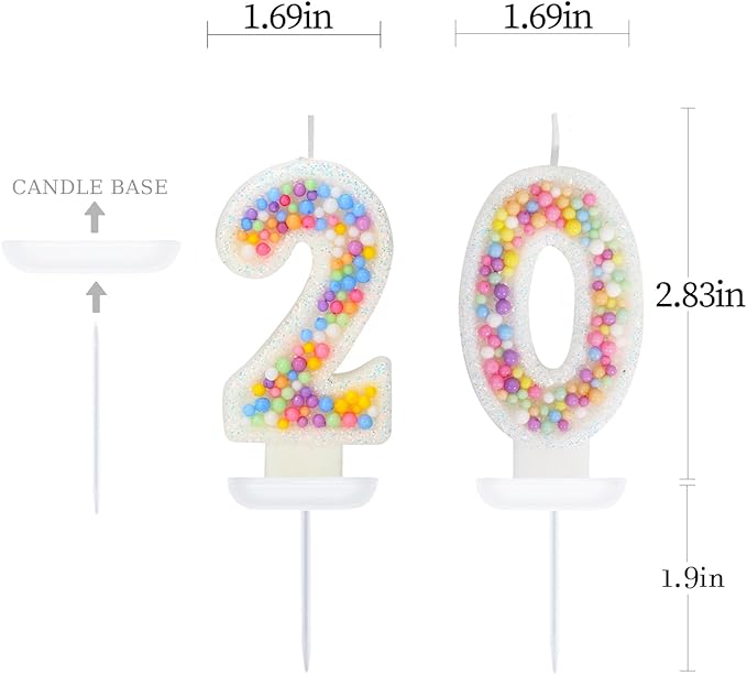 20th Birthday Candle for Cake, Colorful Macaron Numeral Candles for Boys/Girls, Theme Birthday Party Cake Decorations, Cake Topper for Birthday Party Supplies (Number 20)