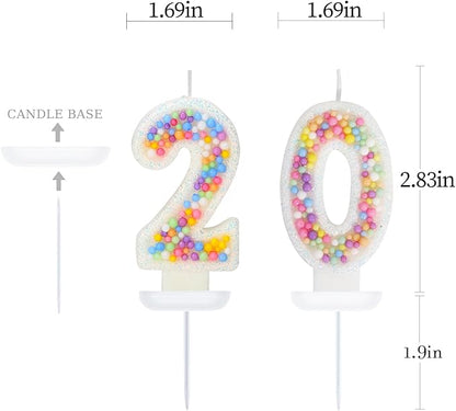 20th Birthday Candle for Cake, Colorful Macaron Numeral Candles for Boys/Girls, Theme Birthday Party Cake Decorations, Cake Topper for Birthday Party Supplies (Number 20)