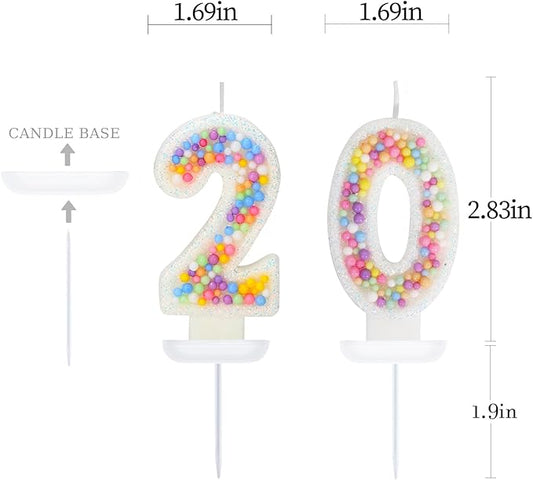 20th Birthday Candle for Cake, Colorful Macaron Numeral Candles for Boys/Girls, Theme Birthday Party Cake Decorations, Cake Topper for Birthday Party Supplies (Number 20)