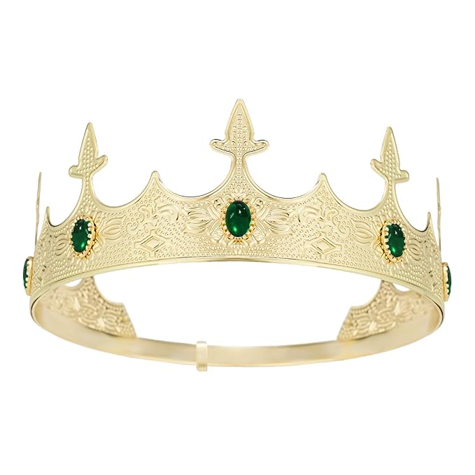 King Crowns Metal Hair Band for Men Gold Crowns and Tiara for Theme Birthday Party Costume Accessories