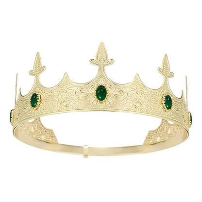 King Crowns Metal Hair Band for Men Gold Crowns and Tiara for Theme Birthday Party Costume Accessories
