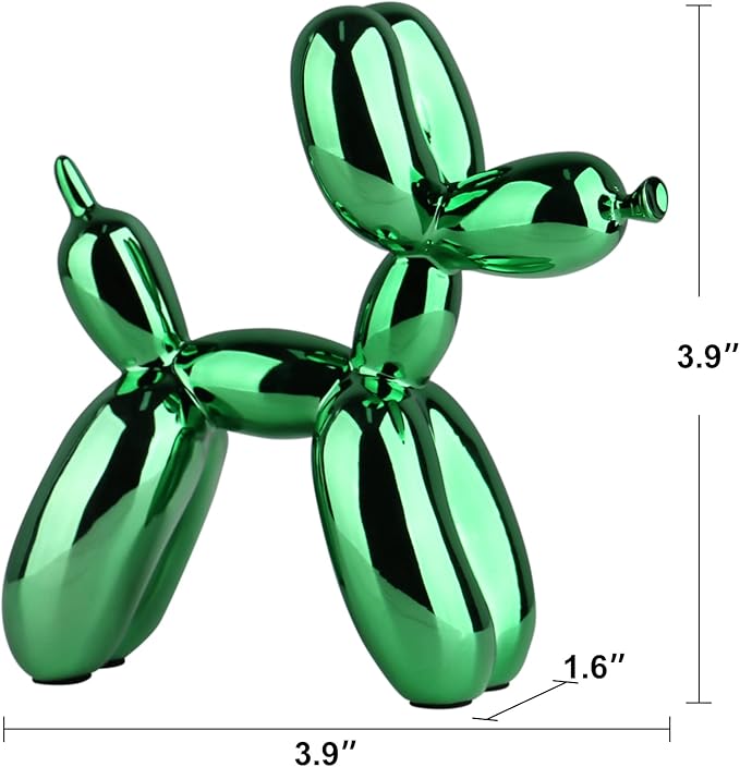 Green Balloon Dog Decor,Balloon Animal Decor,Shelf Decor Preppy Room Decor,Cute Statue Home Decor, Bedroom Modern Sculpture Desk Decor,Office Gold Decorations Small Figurines