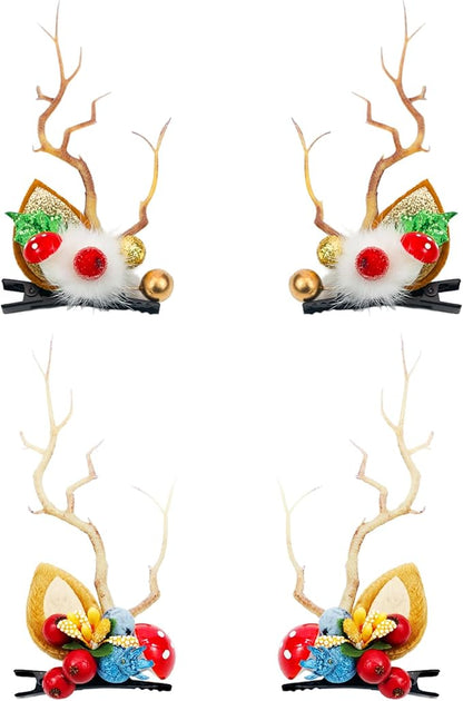TOECWEGR Christmas Reindeer Antlers Headband Hair Clips Hair Hoop Girl Holiday Beauty Headdress