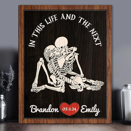 Personalized Couple Skeleton Wooden Sign, Couple Skeleton Sign, Gothic Engagement or Wedding Gift, Ghost Couple Sign, Halloween Skeletons Frame Sign, Wood Sign Valentine Gifts for Him Her a13