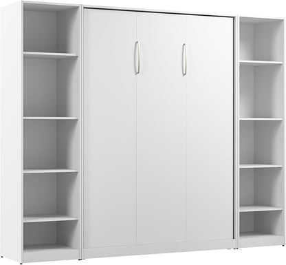 Bestar Claremont Full Murphy Bed with Closet Organizers (99W) in White, Space-Saving Sleeping Arrangement for Multipurpose Room