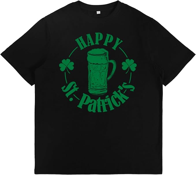 St. Patrick's Day Celebration Tee Beer Graphic Big and Tall Short Sleeve Cotton Festival Casual Gym Workout Tshirts