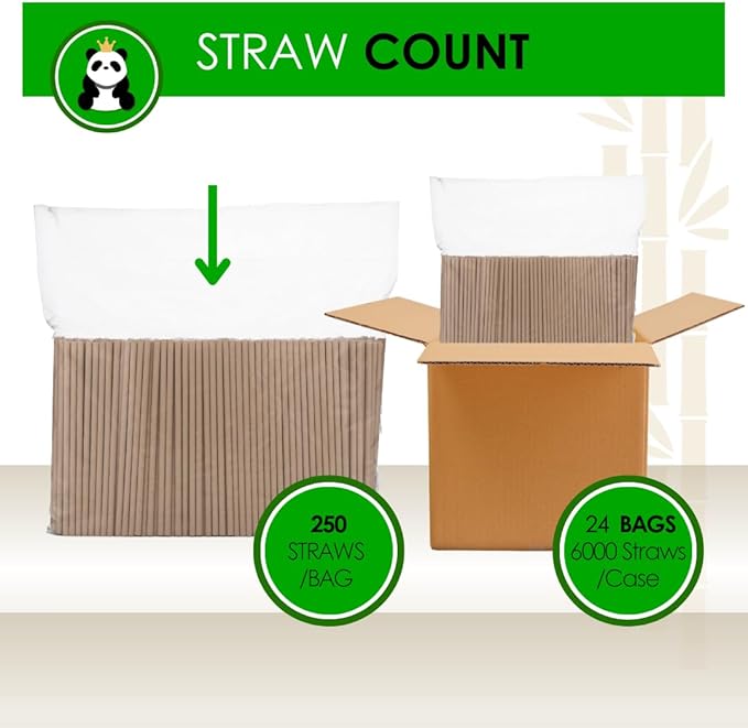 Pandaboard™ Compostable Bamboo Cocktail Straws/Stirrers (Short) - Unwrapped - bag of 250