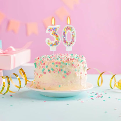 30th Birthday Candle for Cake, Colorful Macaron Numeral Candles for Women/Girl, Theme Birthday Party Cake Decorations, Cake Topper for Birthday Party Supplies (Number 30)