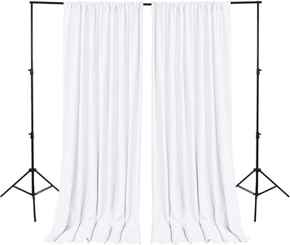 Hiasan White Backdrop Curtains for Parties, Polyester Photography Backdrop Drapes for Family Gatherings, Wedding Decorations, 5ftx7ft, Set of 2 Panels