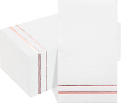 BUCLA 100-Count 3-Ply Rose Gold Napkins - Rose Gold Dinner Napkins Disposable Premium Quality - Paper Napkins Soft, Absorbent for Parties, Weddings or Events