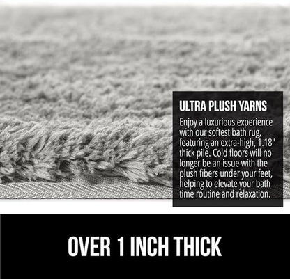 GORILLA GRIP Bathroom Rugs, 30x20, Ultra Soft Absorbent Mat, Thick Plush Bath Rug, Machine Washable, Microfiber Quick Dry, Mats for Shower, Bathtub and Floor, Home Decor Accessories, Light Gray