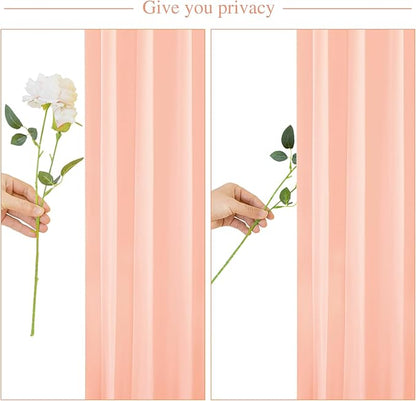 10x10 Peach Backdrop Curtain for Parties Baby Shower Wrinkle Free Peach Photo Curtains Backdrop Drapes Fabric Decoration for Wedding Birthday Party 5ft x 10ft,2 Panels