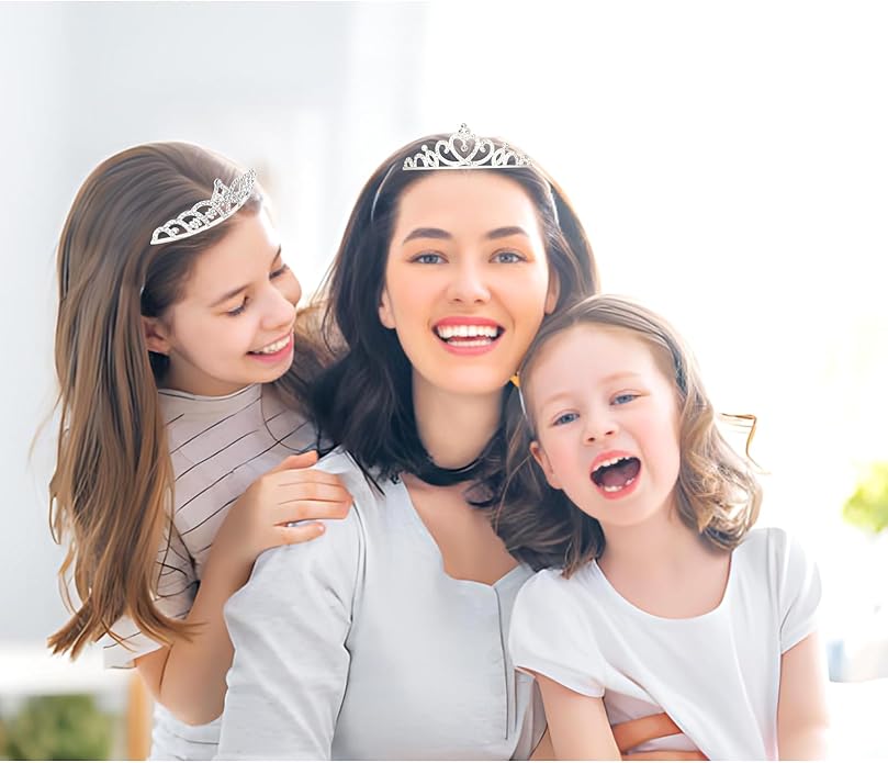 Tiaras for Women, Silver Birthday Tiara Crown for Women Metal Crystal Rhinestone Princess Crown Headband for Party Weddings Prom Homecoming 6 Pack