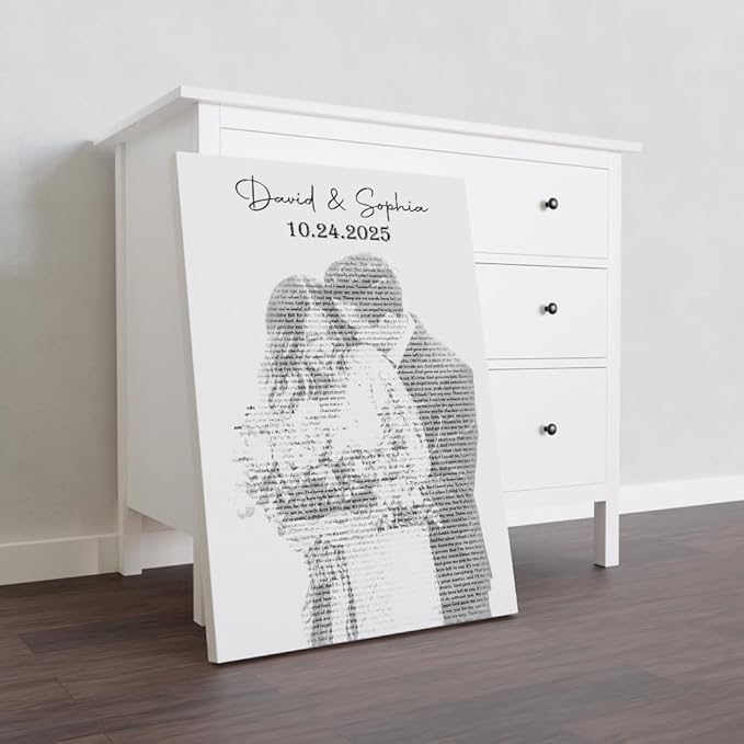 GABITA Personalized Wall Art for Couples, Anniversary Canvas for Couple Parent Grandparent, Our First Dance Canvas Poster, Vinyl Record Wedding Song Lyrics for Anniversary Keepsake 5
