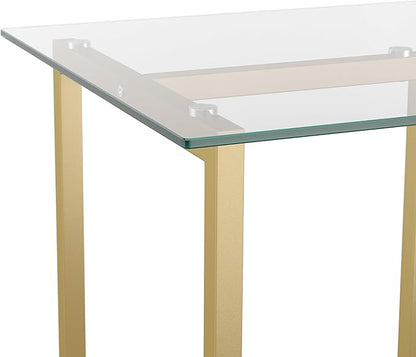 Martha Stewart Eli Home Office Desk with Glass Top and Steel Frame, Polished Brass