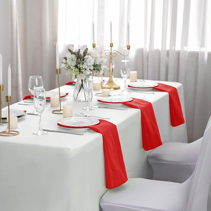 50pcs Polyester Cloth Napkins - 20 x 20 inch Red Dinner Washable Napkins with Hemmed Edges for Restaurant/Wedding/Hotel(50,Red)