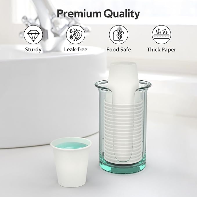 200 Count 3 oz Disposable Coffee Cups, Bathroom Mouthwash Cups, Leak-Free Food Safe Small Paper Mini Cup