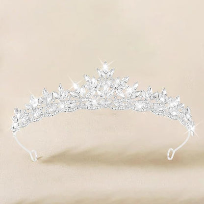 Crystal Tiaras & Crowns for Women, Bride Royal Queen Headband Princess Headpieces for Birthday Cake Crown & Prom Pageant Party