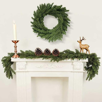Christmas Garland 6ft, Artificial Norfolk Pine Garlands, Real Touch Garlands for Decoration Christmas, Christmas Cedar Garland for Table, Mantle, Wall, Fireplace, Indoor (Greenery Cypress Garland)