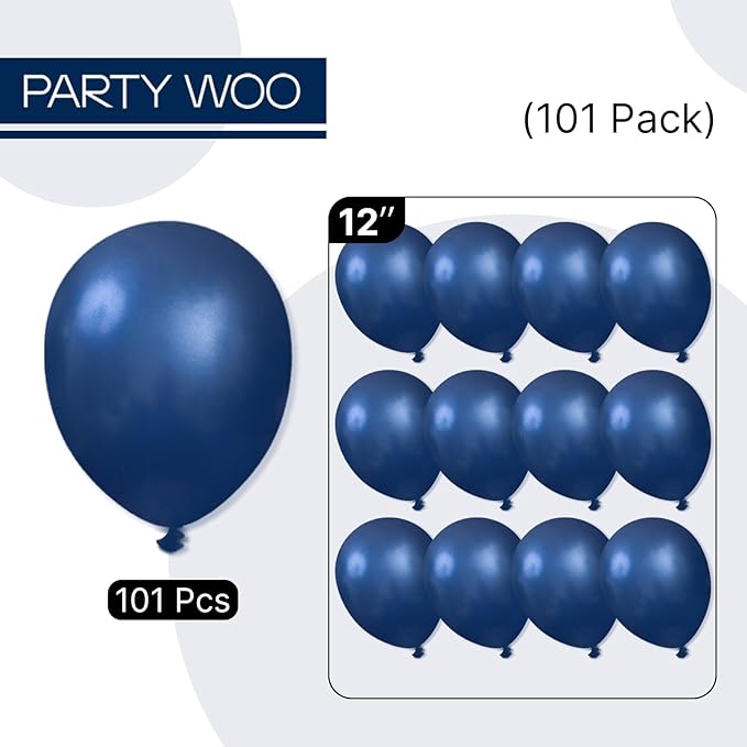 PartyWoo Navy Blue Balloons 101pcs 12 Inch Dark Blue Latex Helium Balloons for Graduation New Year Wedding Sports Theme Boy Baby Shower Men Birthday Bachelorette Party Decorations Blue-Z90