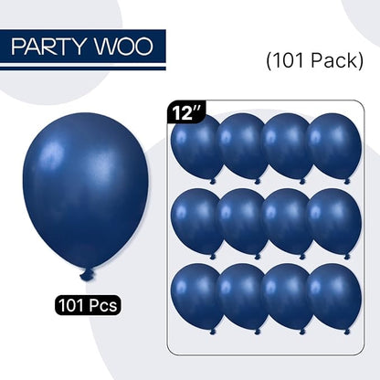 PartyWoo Navy Blue Balloons 101pcs 12 Inch Dark Blue Latex Helium Balloons for Graduation New Year Wedding Sports Theme Boy Baby Shower Men Birthday Bachelorette Party Decorations Blue-Z90