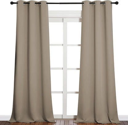 NICETOWN Patio Glass Door Blackout Curtains for Bedroom/Living Room, Privacy Panel Drapes for Dining Room and Guest Room (Taupe, 42 inches Wide x 95 inches Long, 1 Pair)