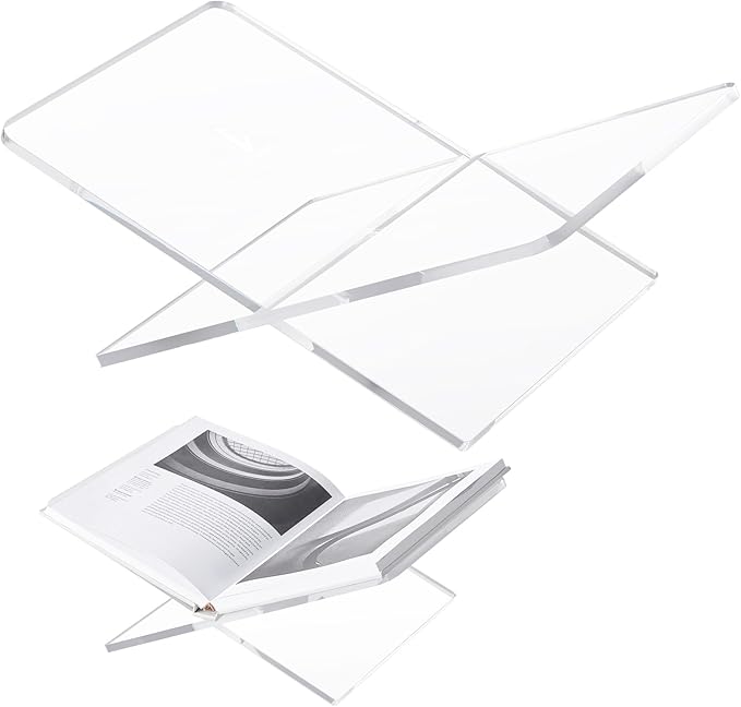 Acrylic Book Stand 15 x 9 x 6 in Large Open Book Display Stand for Cookbook Art Book Bible Guest Book - Coffee Table Book Stand for Reading - Transparency, Large Size