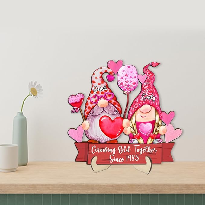 Growing Old Together Wooden Sign, Personalized Gifts for Him Her Wife Husband, Custom Wooden Plaque Anniversary Couples Gift, Christmas Valentine Gift For Parents, Grandparents Wall Decor Sign 24