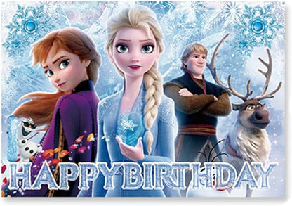 27 Psc For Frozen theme party setup, easy to assemble decorations, including children's DIY cake toppers and background cloth sets, perfect for children's birthday parties.