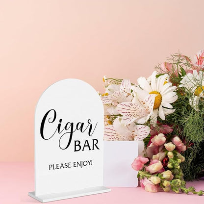 Cigar Bar Sign Wedding Bar Sign Wedding Table Signs for Engagement Bridal Shower Ceremony Reception Event Birthday Party Clear Acrylic Decor