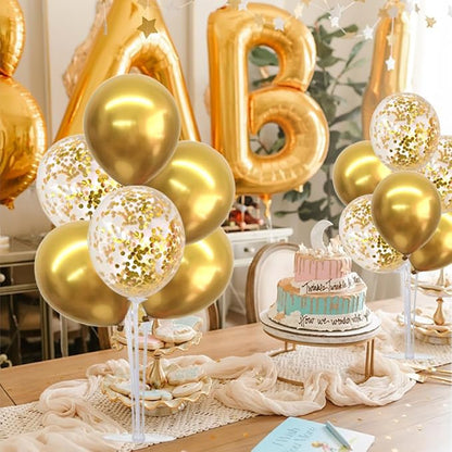 TONIFUL 4 Set Gold Balloon Centerpieces for Table, Balloon Stand Kit for Party Decorations, 40th 50th 60th 70 th Birthday Decorations Retirement Anniversary Graduation Decoration 2026 New Years Eve