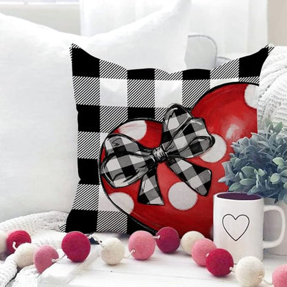 Buffalo Plaid Pillow Covers 18x18 Set of 4 Polka Dot Red Heart with Bow Love Truck Valentine Pillows Decorative Throw Pillows Valentines Day Decorations G169-18