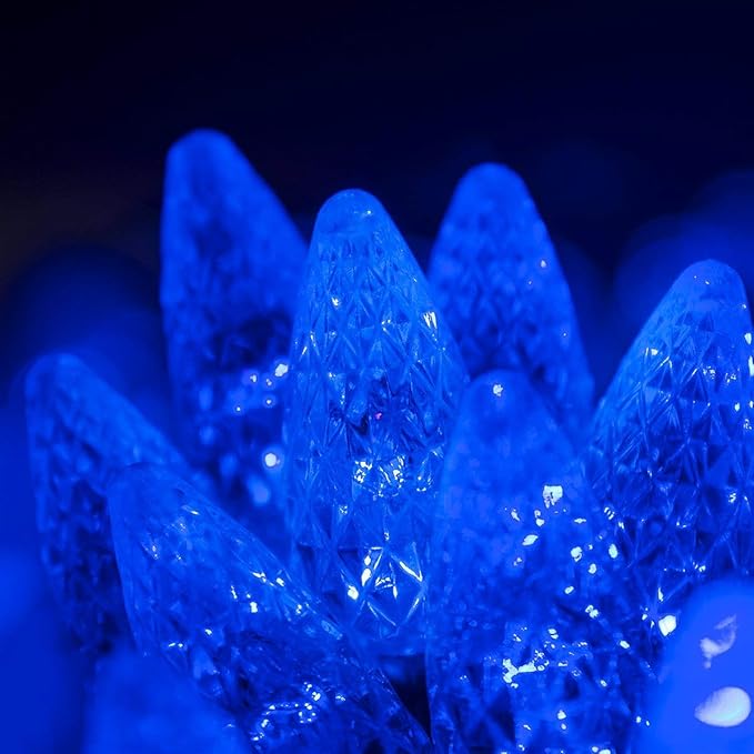 70 C6 Blue LED String Lights, 24 Ft, Indoor-Outdoor Christmas String Lights for Bedroom Dorm Room Lights Outdoor Tree Lights Blue Light Set