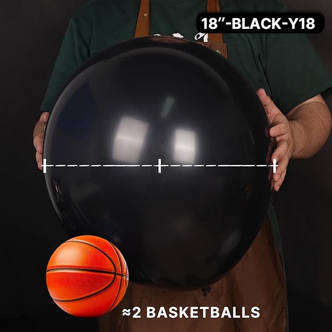 PartyWoo Black Balloons 20 pcs 18 Inch Latex Helium Matte Black Balloons for Baby Shower Birthday Graduation Casino Gaming Anniversary Retirement Pirate Race Car Theme Party Decorations Black-Y18