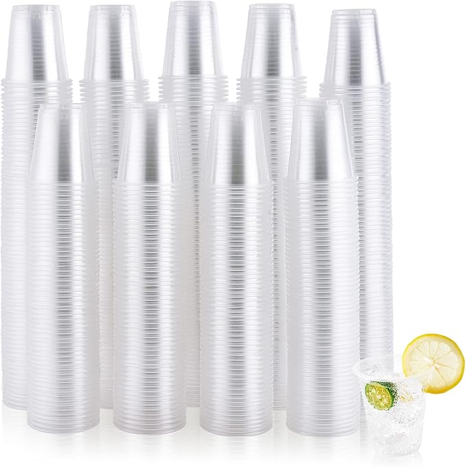JOLLY CHEF 𝟔𝟎𝟎 𝐏𝐚𝐜𝐤 5 oz Clear Plastic Cups,5 Ounce Disposable Cups for Picnic, BBQ, Travel, Halloween, Christmas Parties and Events