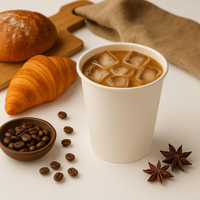 360 Count Pack 12 oz Disposable Paper Coffee Cups, Hot & Cold Drink Cups for Coffee, Tea, Juice, Leak-Proof Food Safe White Paper Cups for Home, Office, Cafes, Travel,