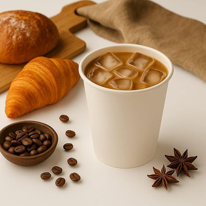 360 Count Pack 12 oz Disposable Paper Coffee Cups, Hot & Cold Drink Cups for Coffee, Tea, Juice, Leak-Proof Food Safe White Paper Cups for Home, Office, Cafes, Travel,