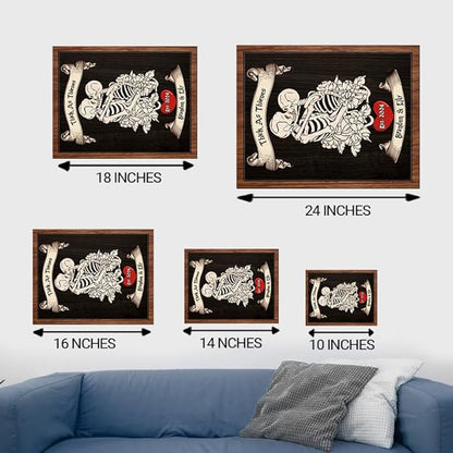 Personalized Couple Skeleton Wooden Sign, Ghost Couple Gift, Halloween Skeletons Wedding Frame Sign, Gothic Decor Sign, Wood Sign Valentine Birthday Gifts for Him Her Boyfriend Bridal Party a11