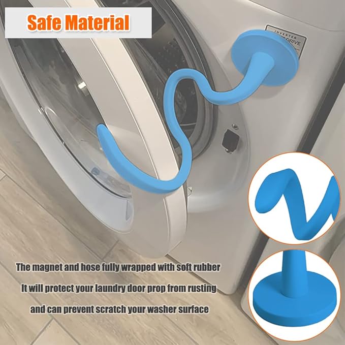 Front Load Washer Door Prop - Magnetic Washing Machine Door Stopper with 2.6-Inch Magnet Base, Removable Washer Door Holder Keep Washer Door Open to Prevent Odors (Blue)