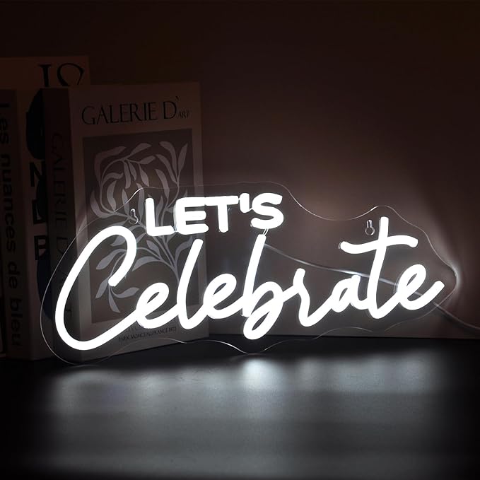 Let's Celebrate Neon Sign, Neon Signs for Wall Decor Neon LED Signs Room Neon Light Up Signs Home Decor