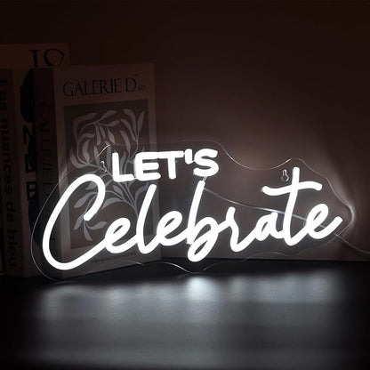 Let's Celebrate Neon Sign, Neon Signs for Wall Decor Neon LED Signs Room Neon Light Up Signs Home Decor