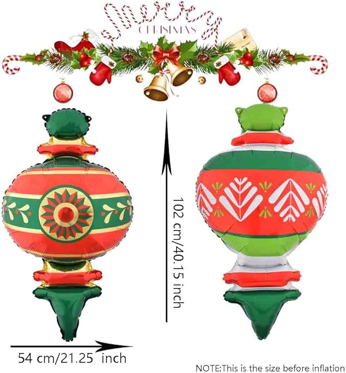 Christmas Ballooons Set Christmas Gourd Balloons Xmas Mylar Red Green Balloons Kit for Christmas-Themed Party Birthday Party Supplies Decorations 6 PCS
