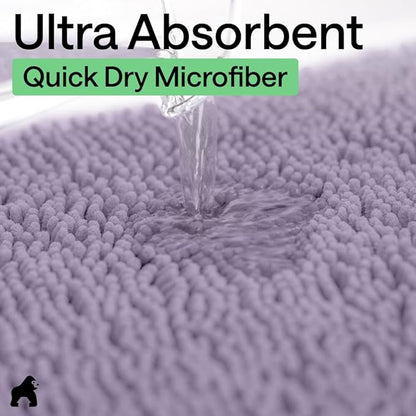 GORILLA GRIP Bathroom Rug Sets, Soft Chenille 2 Piece Area Rugs Set, Toilet Base Mat and 30x20 Carpet, Absorbent Microfiber Washable Mats Dry Quickly, Home Décor and Bath Room Accessories, Lt Purple