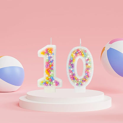10th Birthday Candle for Cake, Colorful Macaron Numeral Candles for Boys/Girls, Theme Birthday Party Cake Decorations, Cake Topper for Birthday Party Supplies (Number 10)